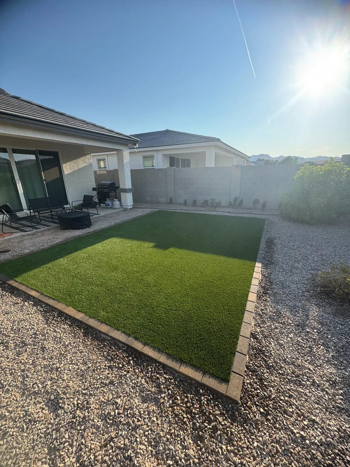 Artificial turf after professional cleaning and grooming by HAUS Outdoor Living